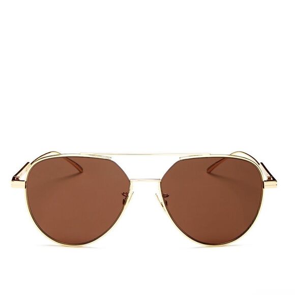 Bottega Veneta Brow Bar Aviator Sunglasses, 57mm